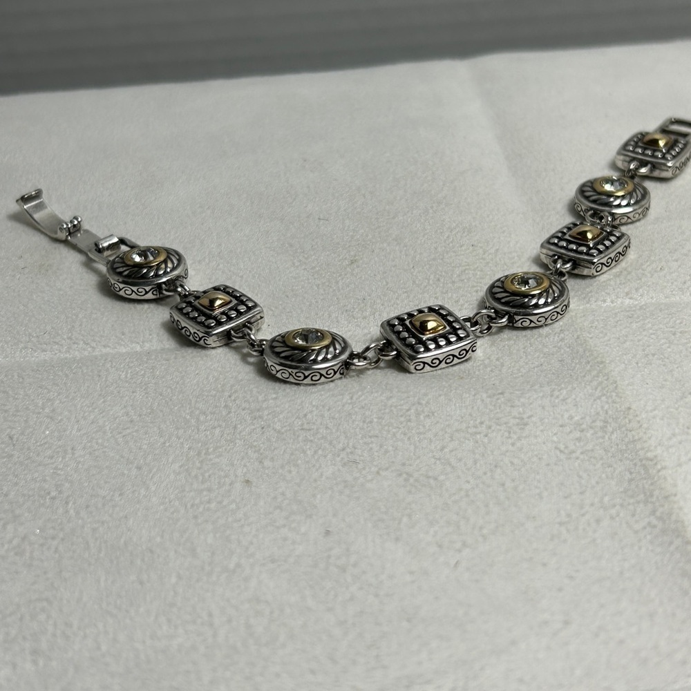 Brighton Heiress Bracelet Two-tone Silver Gold Plated 8" Adjustable - Picture 9 of 12